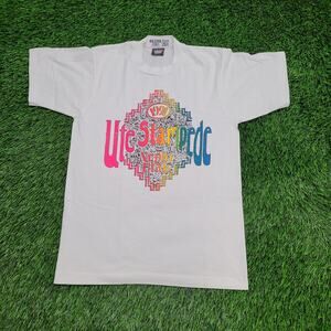 Vintage 80s Ute-Stampede Rodeo Shirt Small 18x25 Nephi Utah